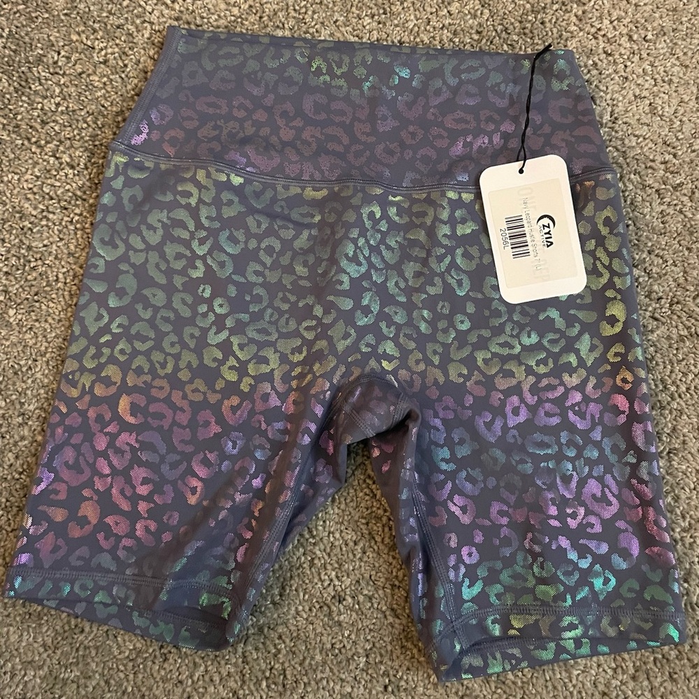 Zyia Navy Leopard Hustle Shorts